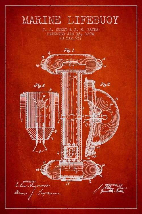 Marine Lifebuoy Red Patent Blueprint