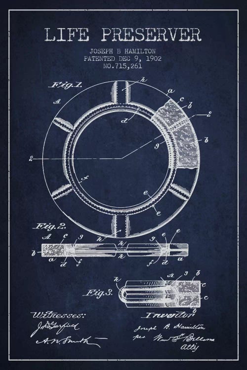 Life Preserver Navy Blue Patent Blueprint