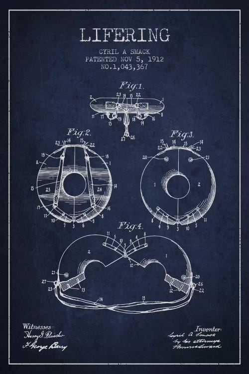 Lifering Navy Blue Patent Blueprint by Aged Pixel wall art