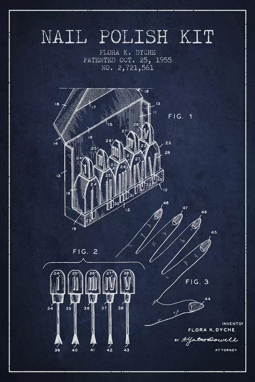 Nail Polish Kit Navy Blue Patent Blueprint by Aged Pixel wall art