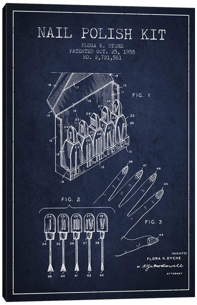 Nail Polish Kit Navy Blue Patent Blueprint Canvas Art Print - Beauty & Personal Care Blueprints