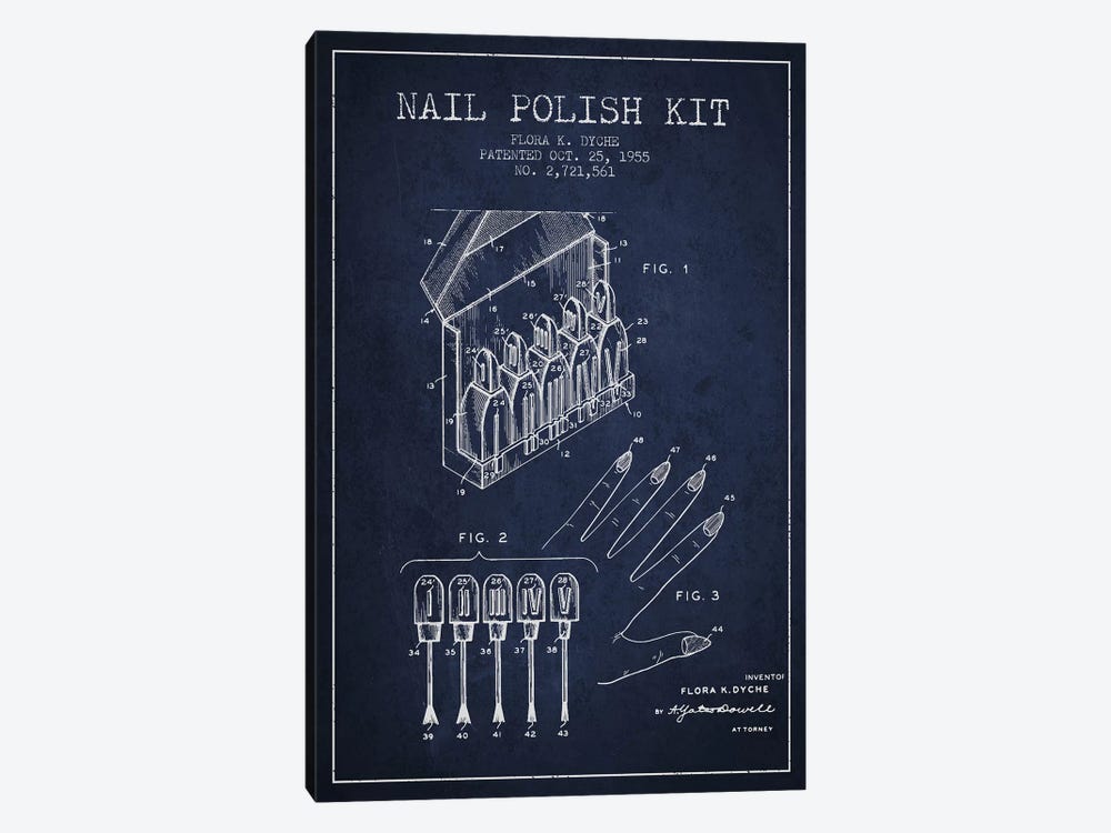 Nail Polish Kit Navy Blue Patent Blueprint by Aged Pixel 1-piece Art Print