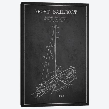 Sport Sailboat 1 Charcoal Patent Blueprint Canvas Print #ADP2710} by Aged Pixel Canvas Art