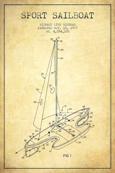 Boating: Sport Sailboat 1 Vintage Patent Blueprint by Aged Pixel