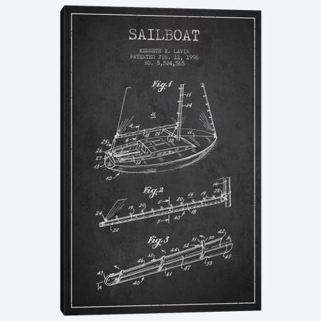 Sailboat 4 Charcoal Patent Blueprint Canvas Print #ADP2715} by Aged Pixel Canvas Print