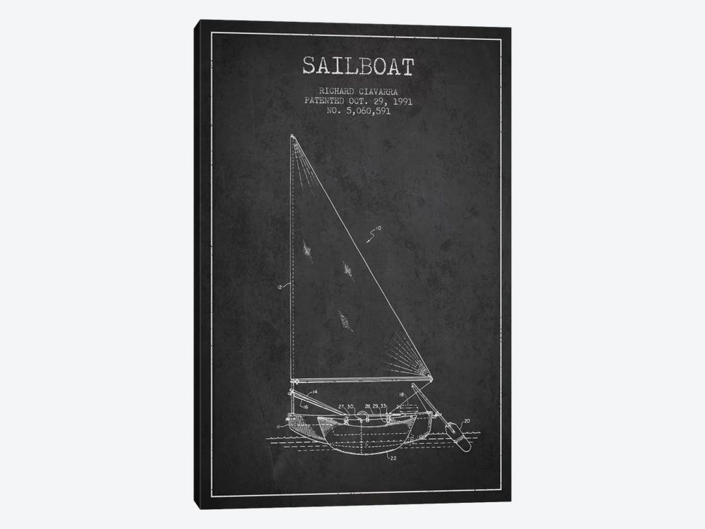 Sailboat 3 Charcoal Patent Blueprint by Aged Pixel 1-piece Canvas Art Print