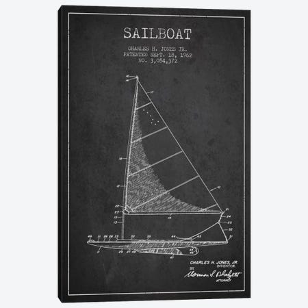 Sailboat 2 Charcoal Patent Blueprint Canvas Print #ADP2725} by Aged Pixel Canvas Artwork