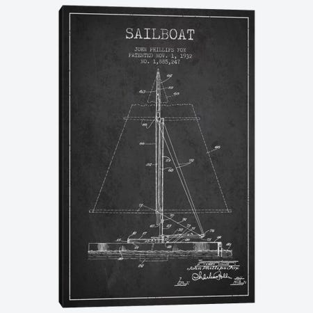 Sailboat 1 Charcoal Patent Blueprint Canvas Print #ADP2730} by Aged Pixel Canvas Wall Art