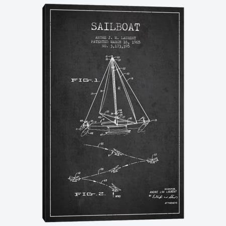 Double Ended Sailboat Charcoal Patent Blueprint Canvas Print #ADP2740} by Aged Pixel Art Print