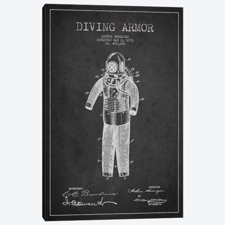 Diving Suit Dark Patent Blueprint Canvas Print #ADP2746} by Aged Pixel Canvas Artwork