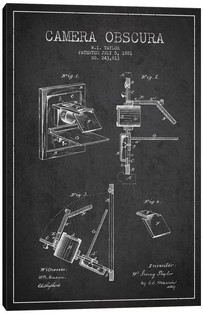 Camera Charcoal Patent Blueprint Canvas Art Print - Electronics & Communication Blueprints