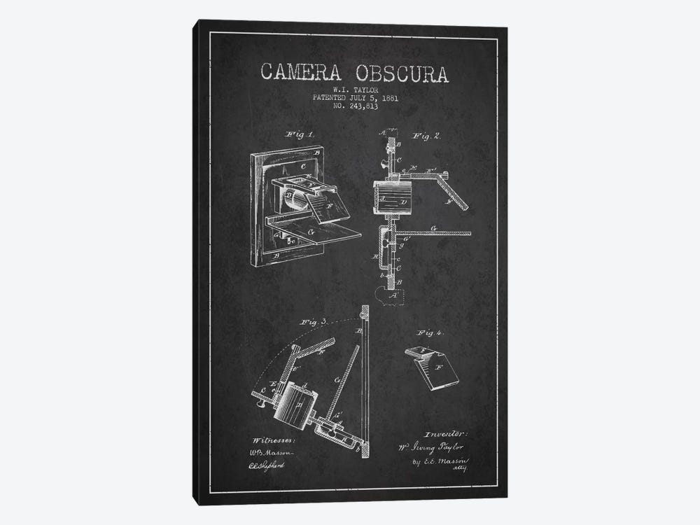 Camera Charcoal Patent Blueprint 1-piece Canvas Art