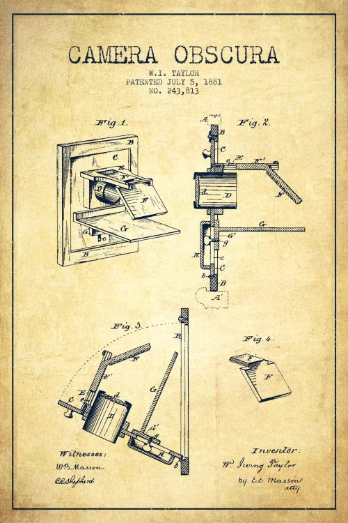 Camera Vintage Patent Blueprint by Aged Pixel wall art