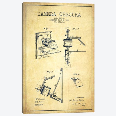 Camera Vintage Patent Blueprint Canvas Print #ADP2754} by Aged Pixel Canvas Art Print