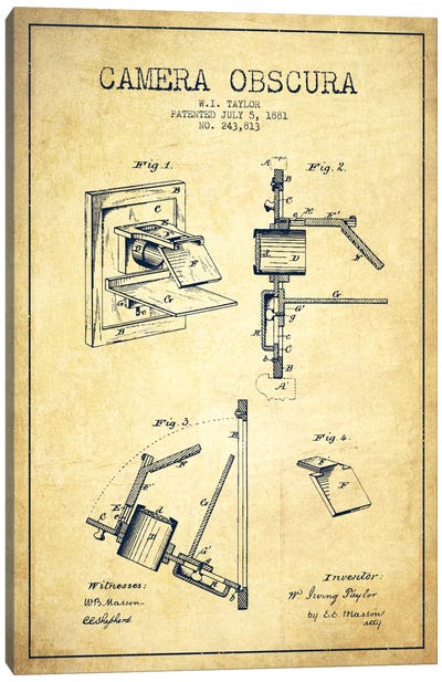 Camera Vintage Patent Blueprint Canvas Art Print - Electronics & Communication Blueprints