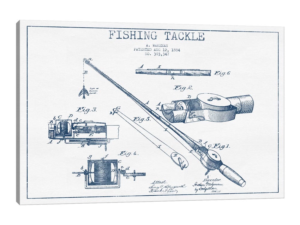 A. Wakeman Fishing Tackle Patent Sketch (Ink) ( Sports > Fishing art) - 24x32x1