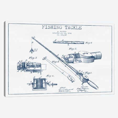 A. Wakeman Fishing Tackle Patent Sketch (Ink) Canvas Print #ADP2757} by Aged Pixel Canvas Print