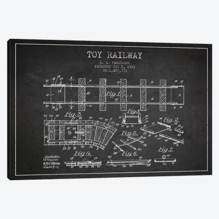 A.R. Fergusson Toy Railway Patent Sketch (Charcoal) Canvas Print #ADP2759} by Aged Pixel Canvas Wall Art