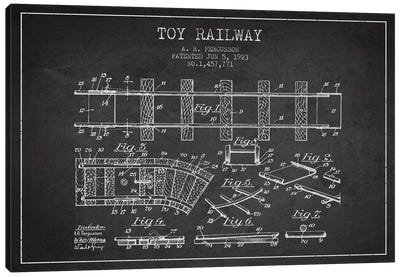 A.R. Fergusson Toy Railway Patent Sketch (Charcoal) Canvas Art Print - Kids Transportation Art