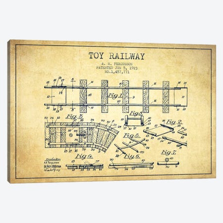 A.R. Fergusson Toy Railway Patent Sketch (Vintage) Canvas Print #ADP2761} by Aged Pixel Canvas Art Print