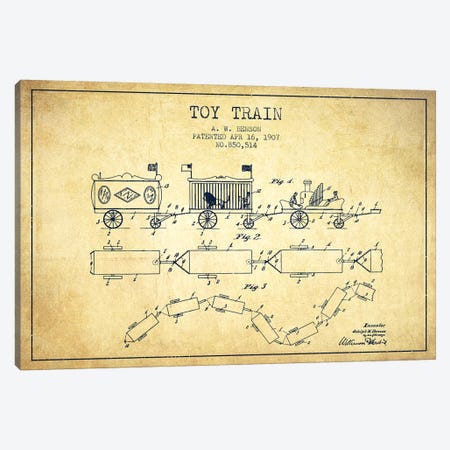A.W. Benson Toy Train Patent Sketch (Vintage) Canvas Print #ADP2766} by Aged Pixel Canvas Artwork