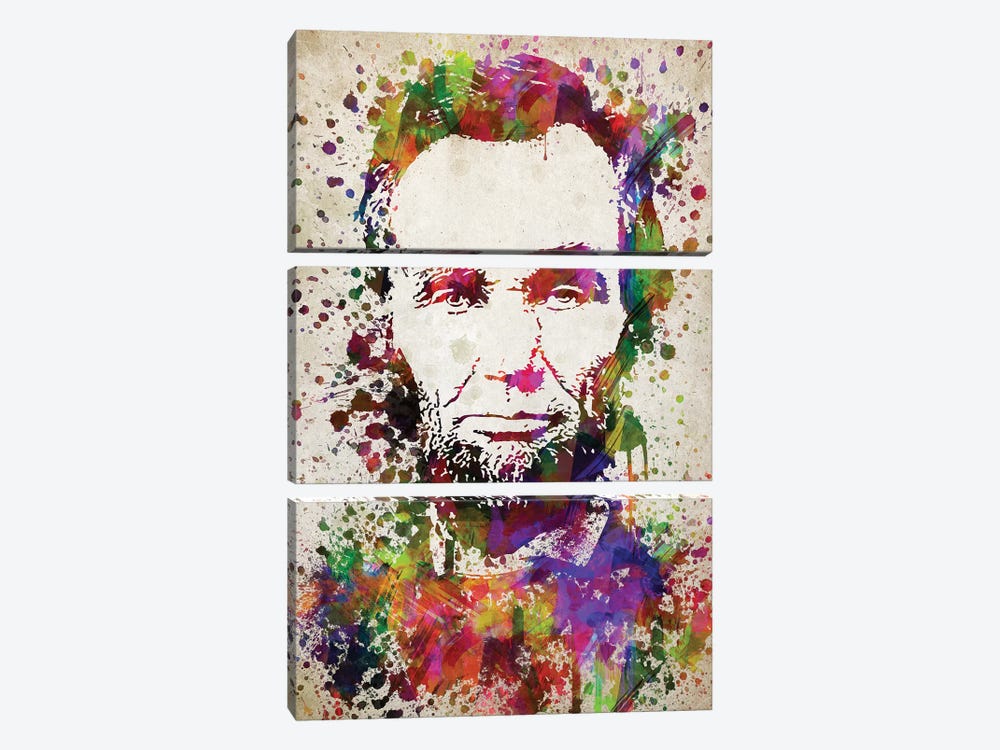 Abraham Lincoln by Aged Pixel 3-piece Canvas Wall Art