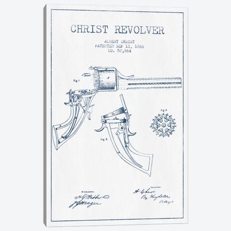 Albert Christ Christ Revolver Patent Sketch (Ink) Canvas Print #ADP2770} by Aged Pixel Canvas Wall Art