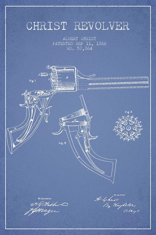 Albert Christ Christ Revolver Patent Sketch (Light Blue)