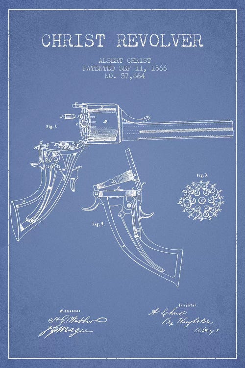 Christ Revolver Patent Sketch (Light Blue)