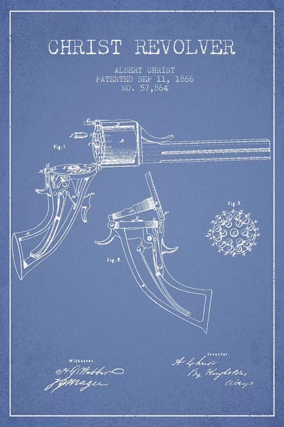 Christ Revolver Patent Sketch (Light Blue)