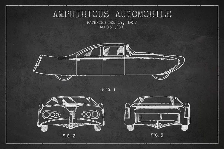 Charcoal Amphibious Automobile Patent Sketch