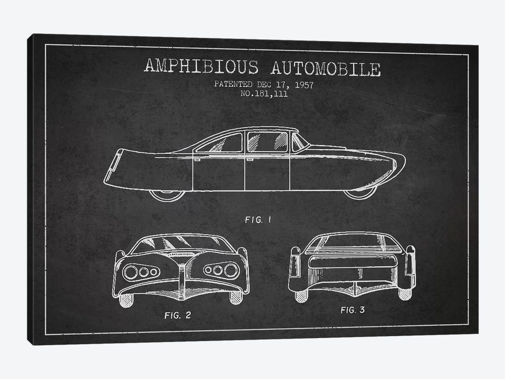 Amphibious Automobile Patent Sketch (Charcoal) II by Aged Pixel 1-piece Art Print