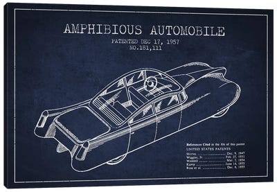Amphibious Automobile Patent Sketch (Navy Blue) I Canvas Art Print - Automobile Blueprints