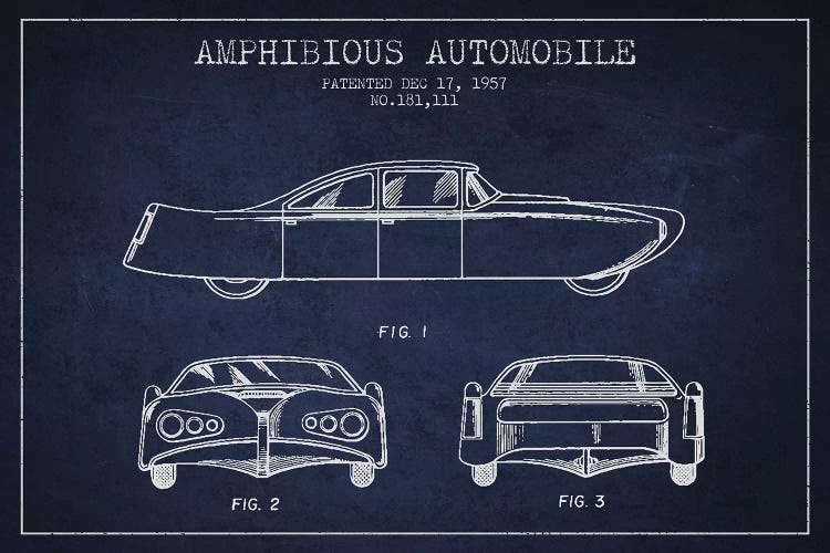 Navy Blue Amphibious Automobile Patent Sketch