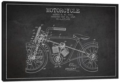 Arthur H.W. Yordi Motorcycle Patent Sketch (Charcoal) Canvas Art Print - Aged Pixel: Motorcycles