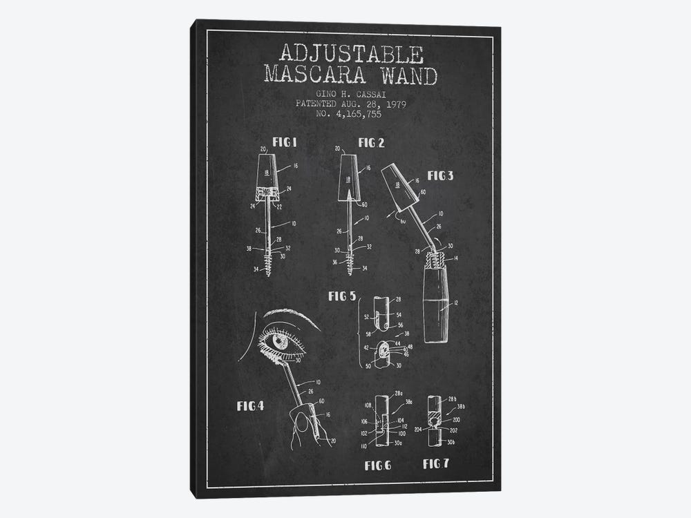 Adjustable Mascara Charcoal Patent Blueprint by Aged Pixel 1-piece Canvas Print