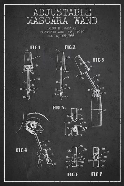 Beauty & Personal Care Blueprints: Adjustable Mascara Charcoal Patent Blueprint by Aged Pixel