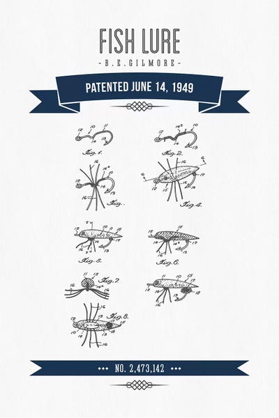 Navy Blue B.E. Gilmore Fishing Lure Patent Sketch
