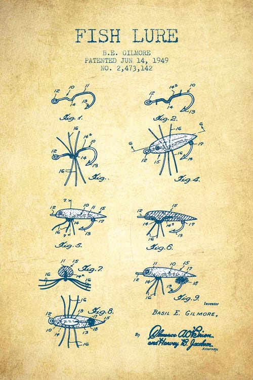 B.E. Gilmore Fishing Lure Patent Sketch (Vintage)