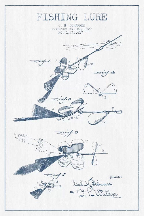 C.H. Scharrer Fishing Tackle Patent Sketch (Ink) 