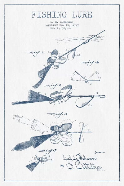 C.H. Scharrer Fishing Tackle Patent Sketch (Ink)
