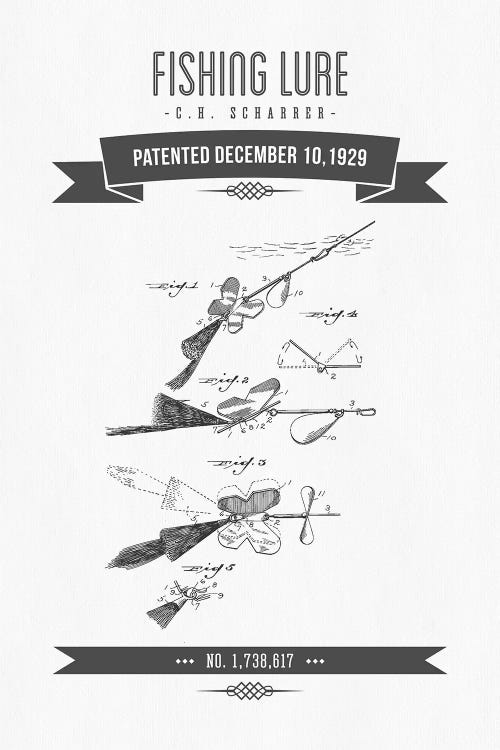 C.H. Scharrer Fishing Tackle Patent Sketch Retro (Charcoal) 