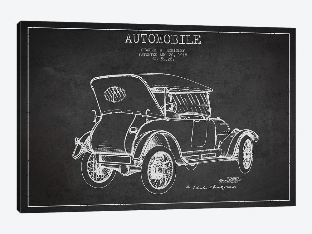 Charles W. McKinley Automobile Patent Sketch (Charcoal) by Aged Pixel 1-piece Canvas Wall Art