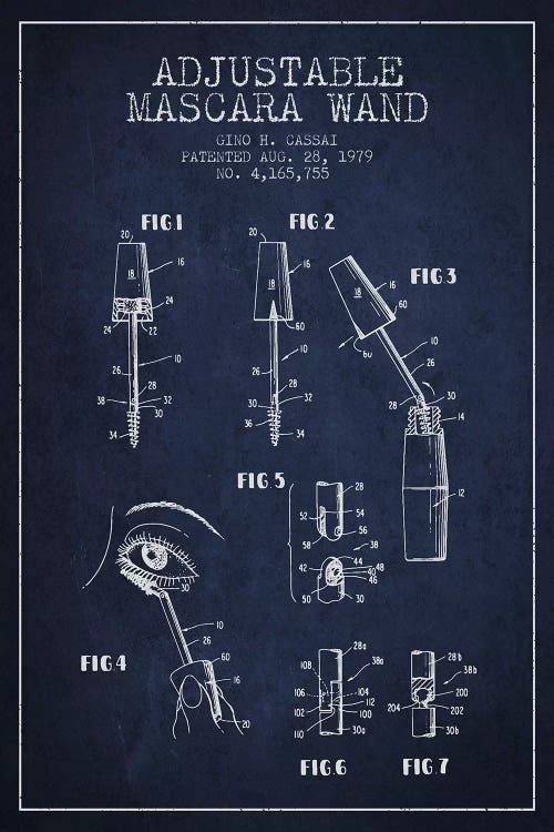 Adjustable Mascara Navy Blue Patent Blueprint by Aged Pixel wall art