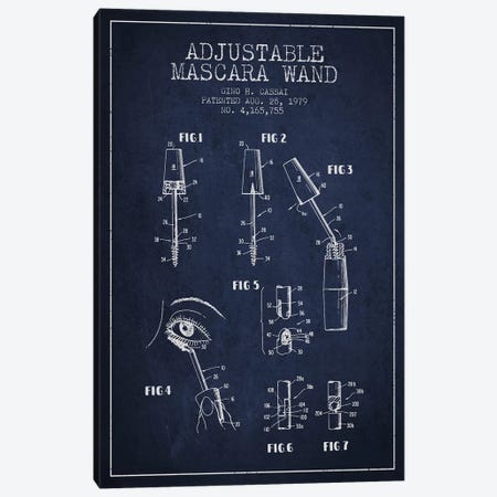 Adjustable Mascara Navy Blue Patent Blueprint Canvas Print #ADP280} by Aged Pixel Canvas Print