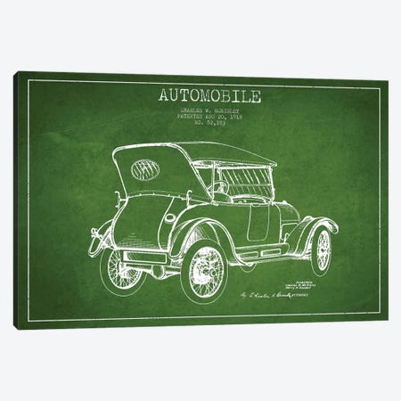 Charles W. McKinley Automobile Patent Sketch (Green) Canvas Print #ADP2810} by Aged Pixel Canvas Art Print