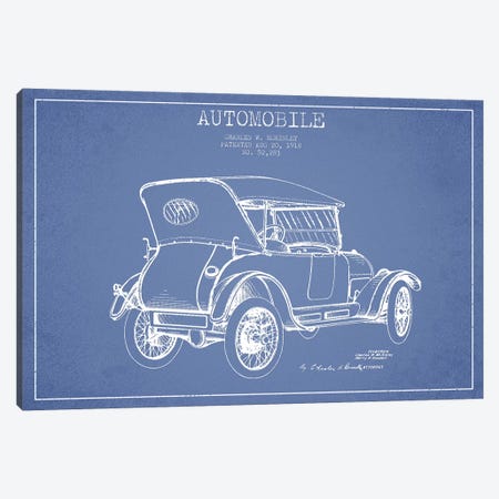 Charles W. McKinley Automobile Patent Sketch (Light Blue) Canvas Print #ADP2811} by Aged Pixel Canvas Print