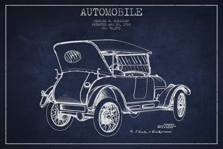 Charles W. McKinley Automobile Patent Sketch (Navy Blue)