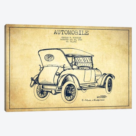 Charles W. McKinley Automobile Patent Sketch (Vintage) Canvas Print #ADP2813} by Aged Pixel Art Print