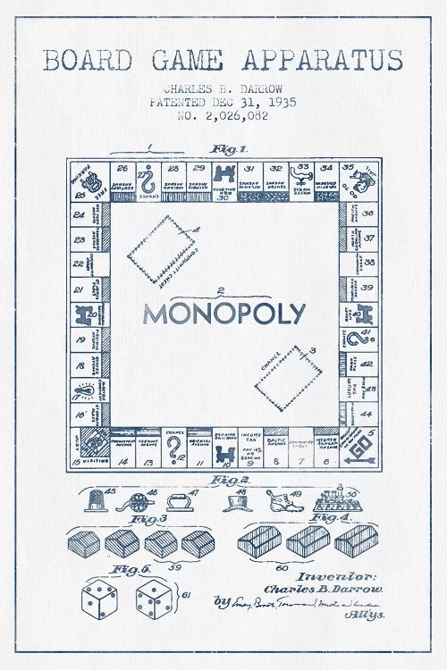 Charles B. Darrow Monopoly Patent Sketch (Ink)